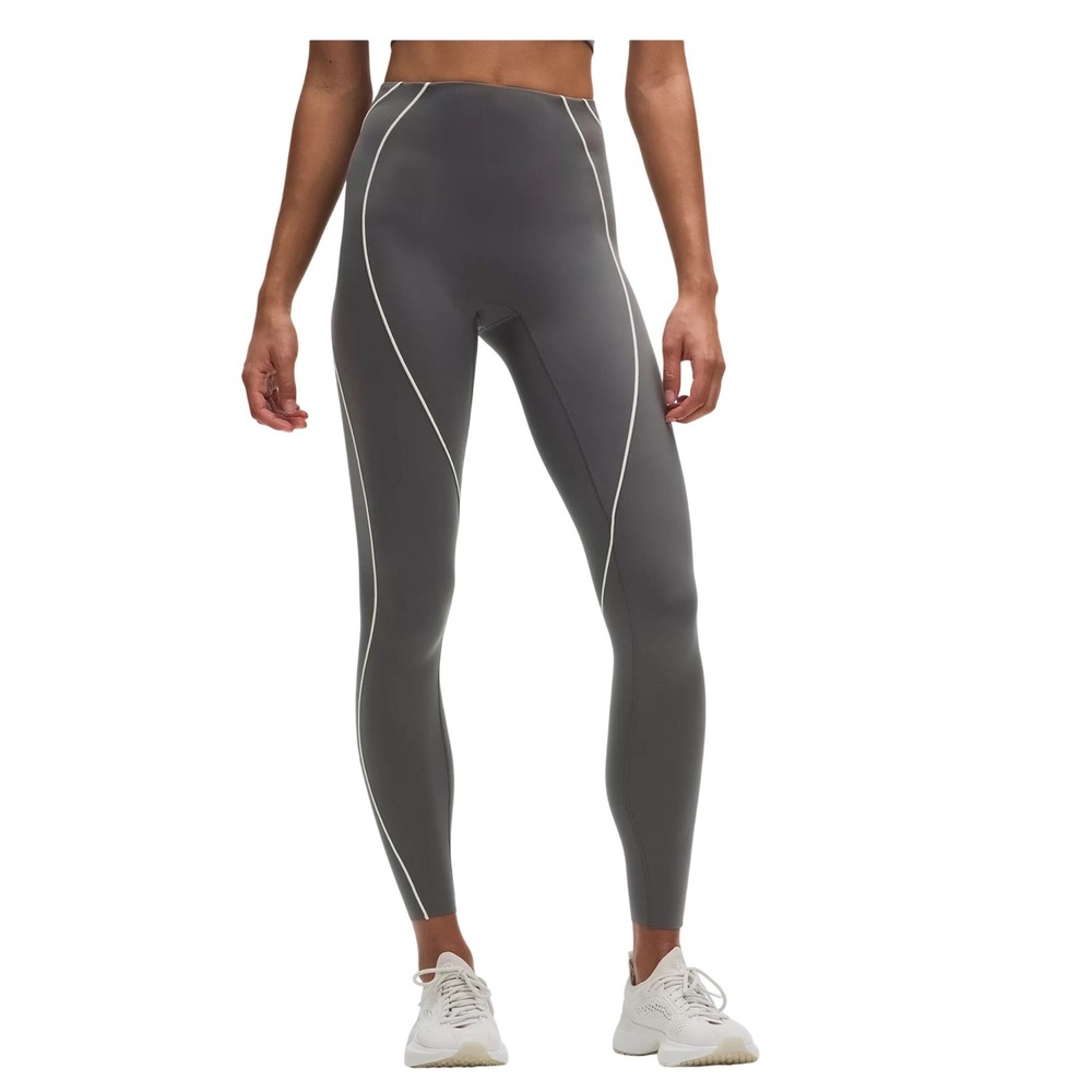 Lululemon Ultralu High Rise 28" Leggings Onyx Grey Contour Seam Size 4